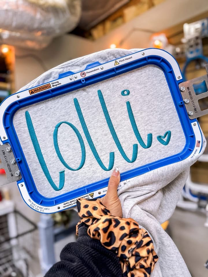 Custom Name sweatshirt with names on the sleeve