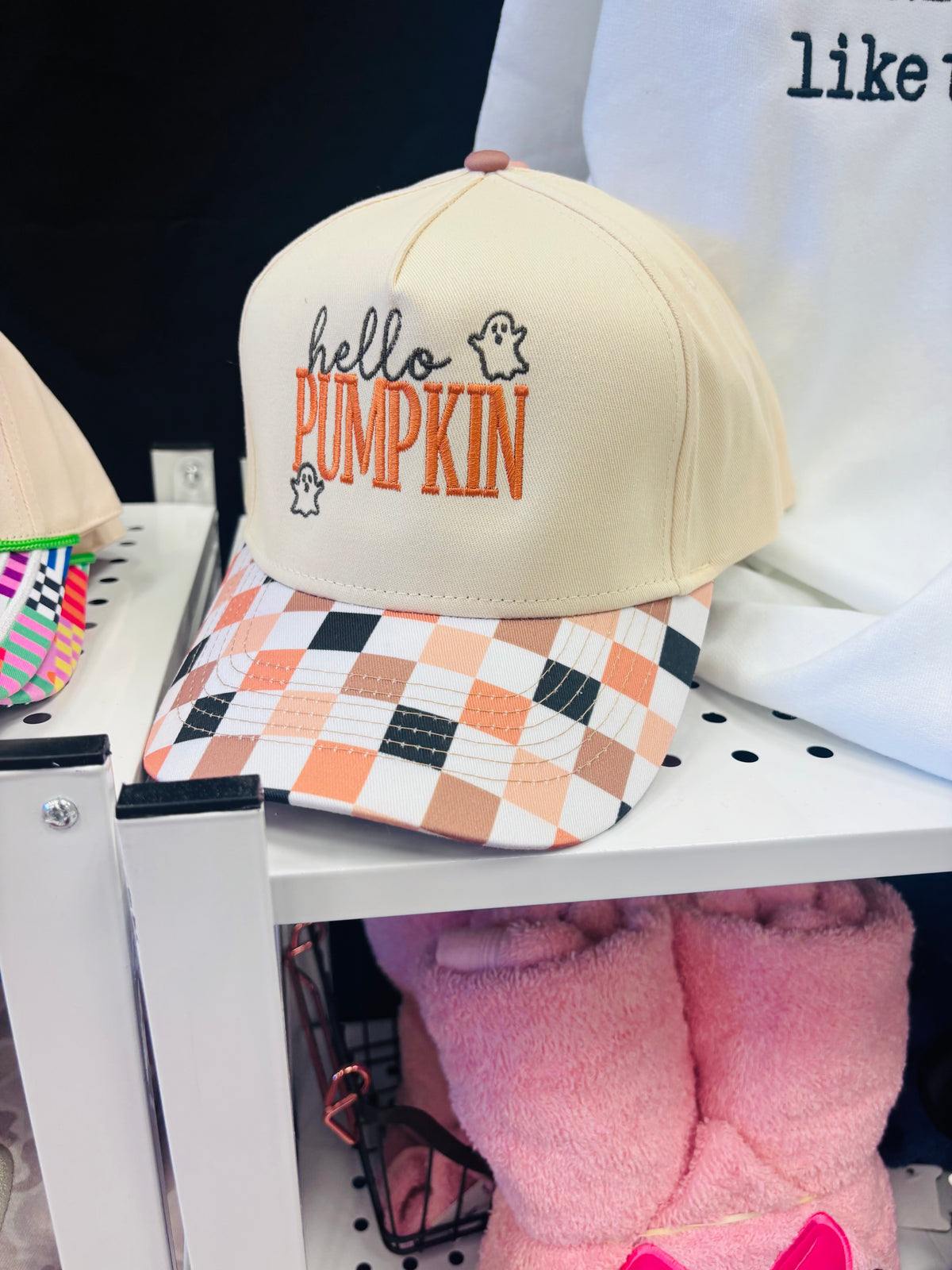 Hello Pumpkin Embroidered Hat