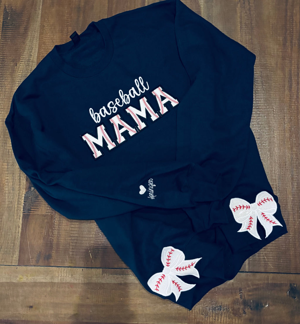 Baseball Mama Sweatshirt with side bows