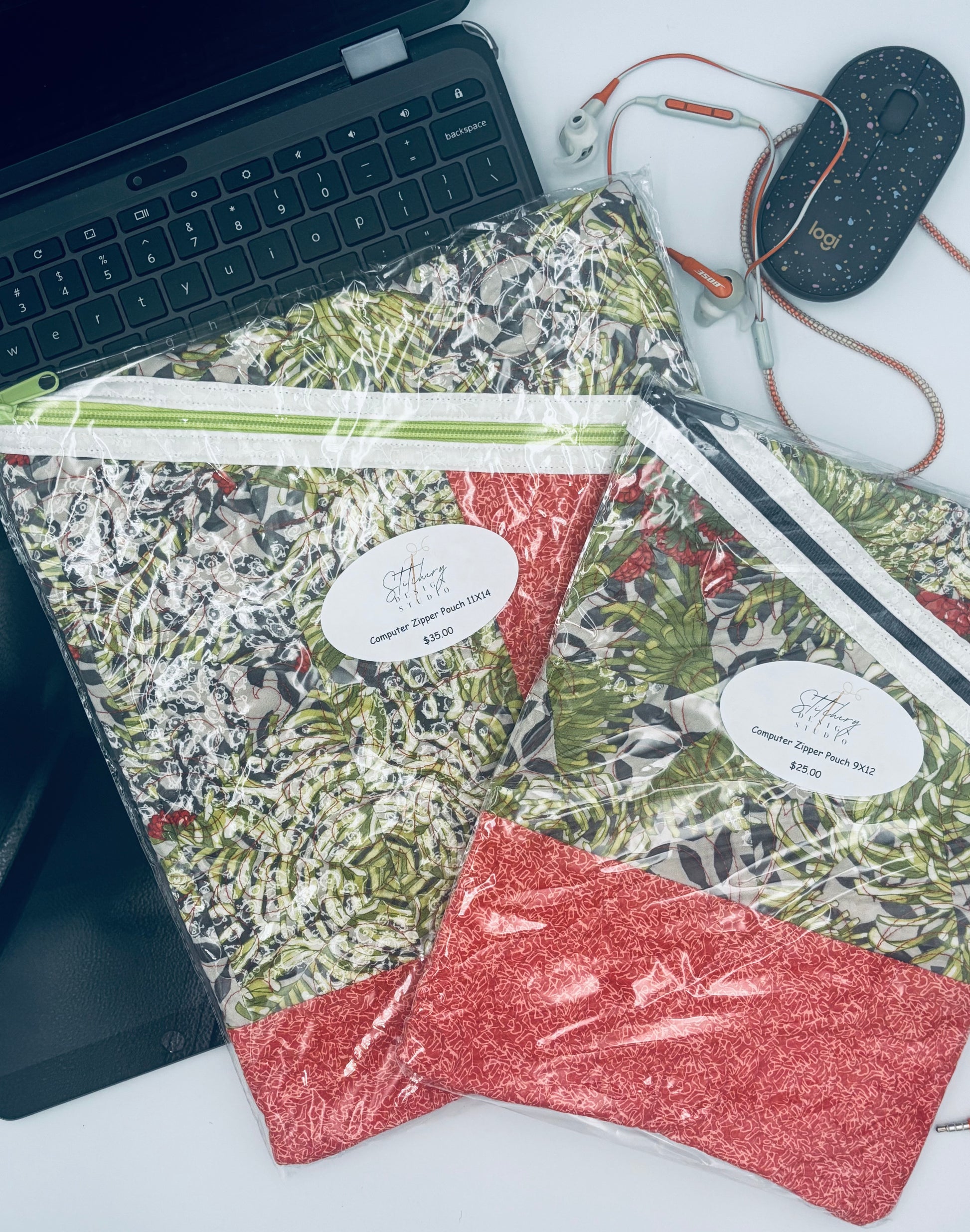 Coral Floral Laptop Sleeve