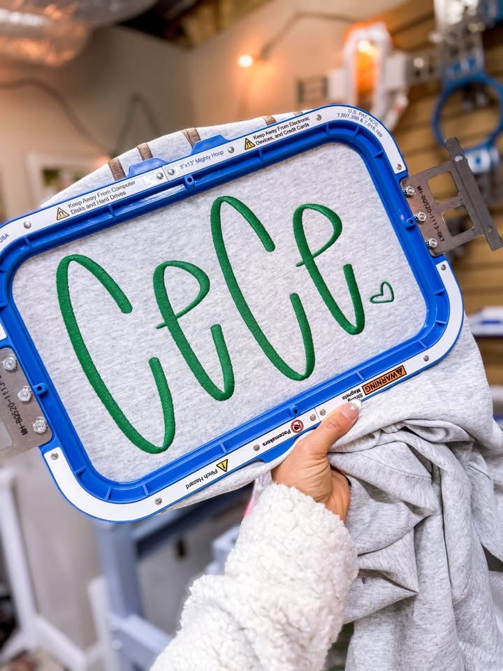 Custom Name sweatshirt with names on the sleeve